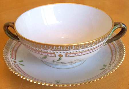 Flora Danica (1961 To Current) Flat Cream Soup & Saucer-Viola tricolor v arenaria