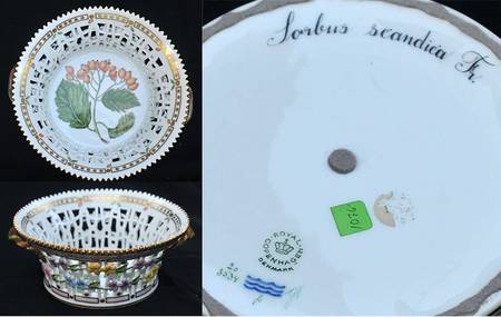 Flora Danica (1961 To Current) 8" Round Fruit Basket-Sorbus scandica F.