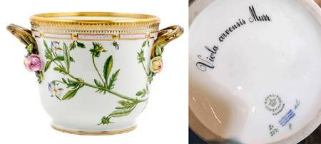 Flora Danica (1961 To Current) Large Round Wine Cooler/Cachepot-Viola arvensis Mu