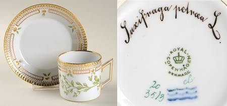 Flora Danica (1961 To Current) Chocolate Cup & Smooth Saucer-Saxipraga petroea