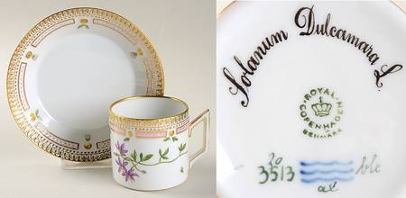 Flora Danica (1961 To Current) Chocolate Cup & Smooth Saucer-Solanum Duleamara L.