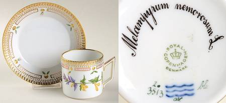 Flora Danica (1961 To Current) Chocolate Cup & Smooth Saucer-Melanpyrum nemoros