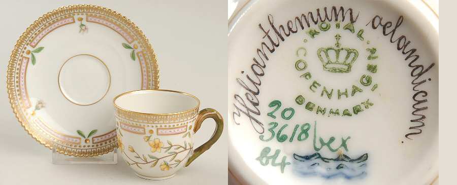 Flora Danica (1961 To Current) Flat Demitasse Cup & Saucer-Helianthemum oelandicu