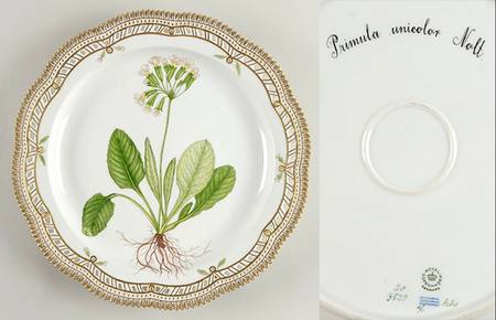 Flora Danica (1961 To Current) 14" Round Pierced Platter-Primula unicolor Nolt