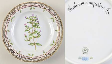 Flora Danica (1961 To Current) Dinner Plate-Gentiana campestris L.