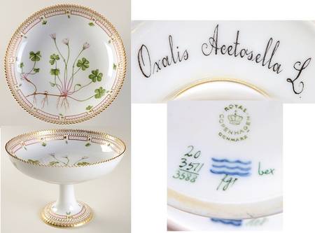 Flora Danica (1961 To Current) Round High Foot Cake Plate-Oxalis Acetosella L.
