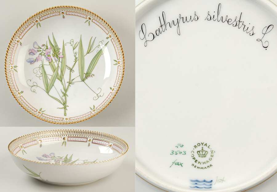 Flora Danica (1961 To Current) 8" Salad Serving Bowl-Lathyrus silvestris L.