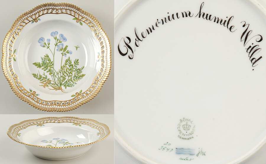 Flora Danica (1961 To Current) Pierced Large Rim Soup Bowl-Polemenium humile Will