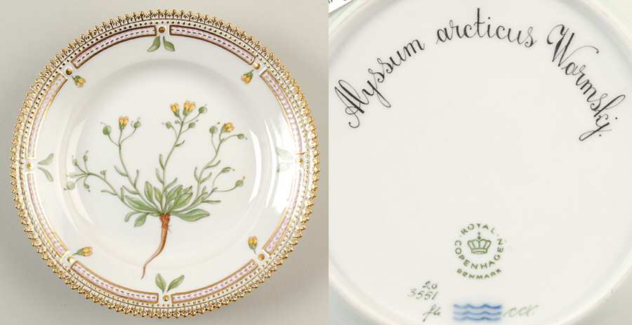 Flora Danica (1961 To Current) Dessert/Pie Plate-Alyssum arcticus Wormsky