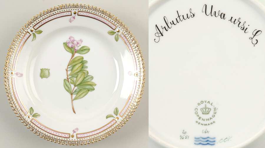 Flora Danica (1961 To Current) Dessert/Pie Plate-Arbutus Uva ursi L.