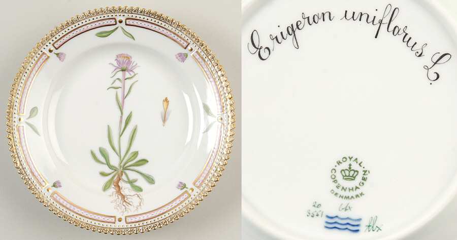 Flora Danica (1961 To Current) Dessert/Pie Plate-Erigeron uniflorus L.