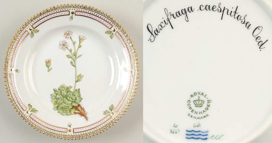 Flora Danica (1961 To Current) Dessert/Pie Plate-Saxifraga caespitosa Oed