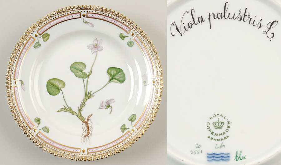Flora Danica (1961 To Current) Dessert/Pie Plate-Viola palustris L.