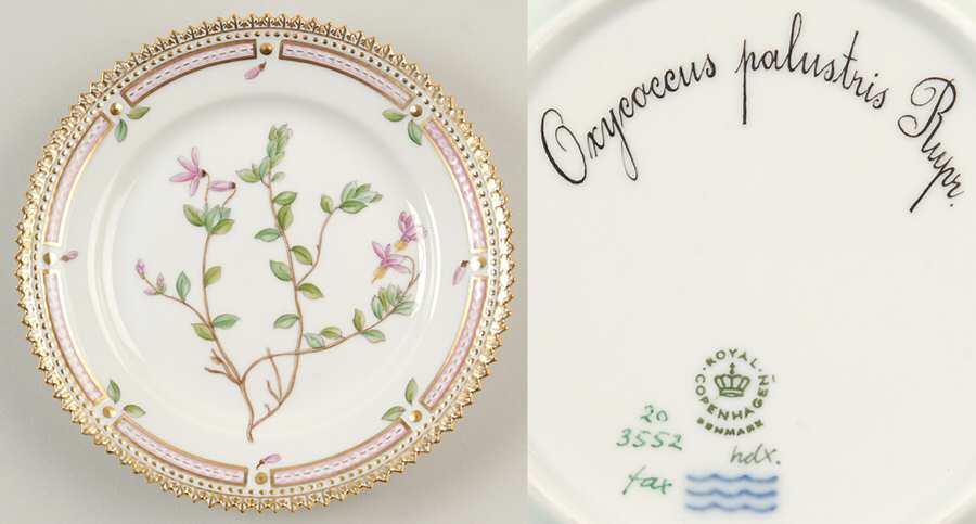 Flora Danica (1961 To Current) Bread & Butter Plate-Oxyeoccus palustris Rupr.