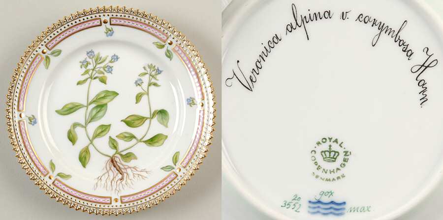 Flora Danica (1961 To Current) Bread & Butter Plate-Veronica alpina v carymbosa H