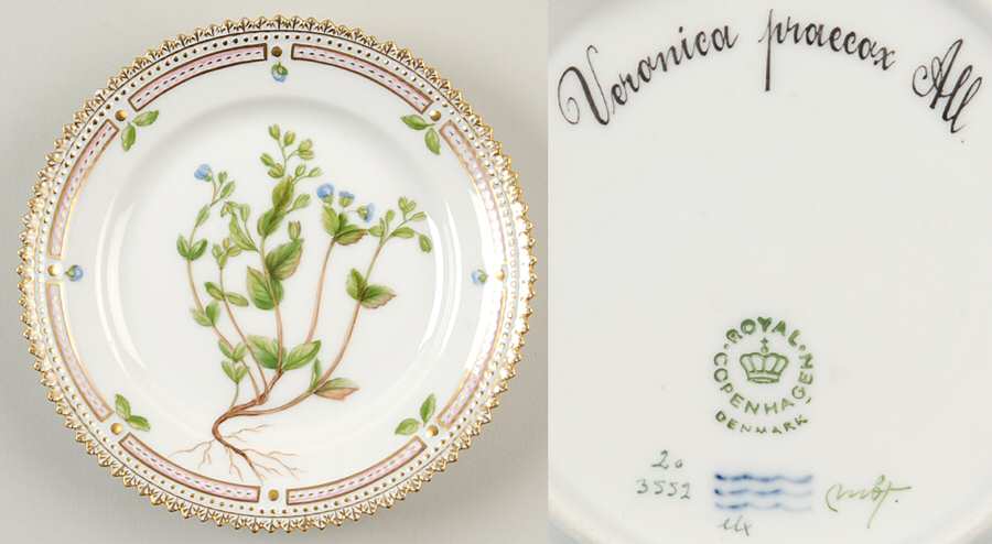 Flora Danica (1961 To Current) Bread & Butter Plate-Veronica praecox All.