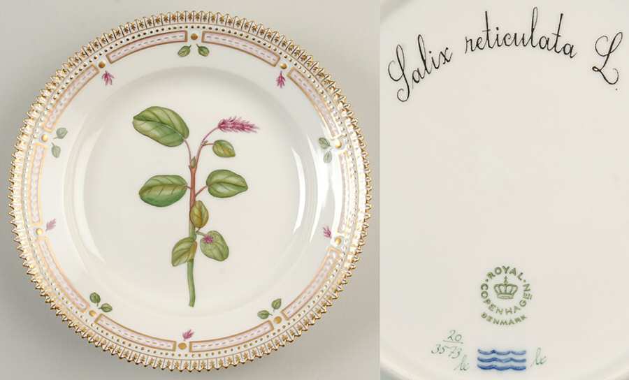 Flora Danica (1961 To Current) Salad Plate-Salix reticulata L