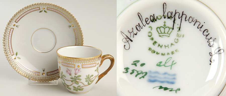 Flora Danica (1961 To Current) Flat Cup & Saucer Set-Azalea lapponicus L.