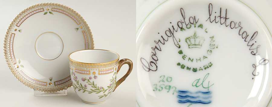 Flora Danica (1961 To Current) Flat Cup & Saucer Set-Corrigiola littaralis L.