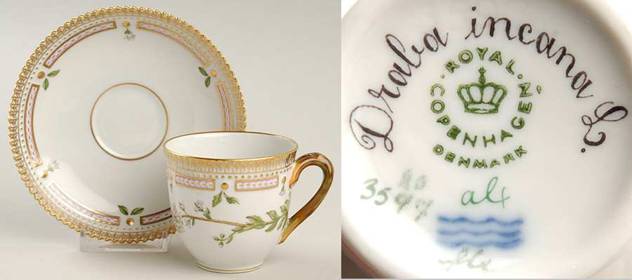 Flora Danica (1961 To Current) Flat Cup & Saucer Set-Draba incana L.