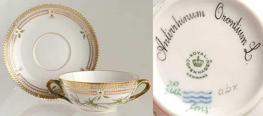 Flora Danica (1961 To Current) Flat Cream Soup & Saucer-Antirrhinum Orontium L