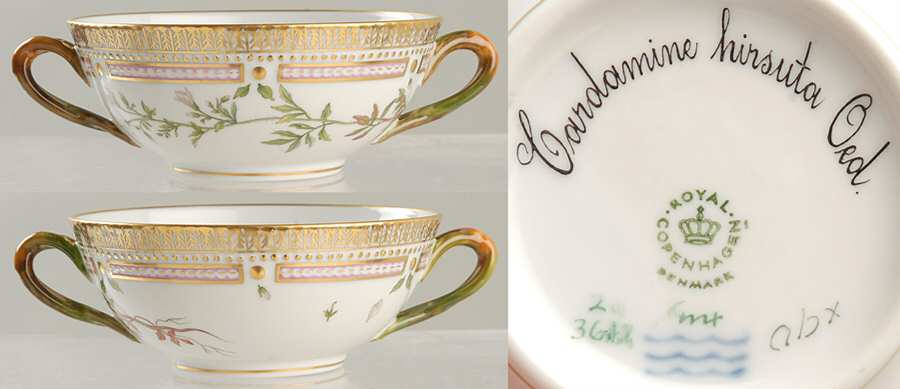 Flora Danica (1961 To Current) Flat Cream Soup Bowl-Cardamine hirsuta Oed