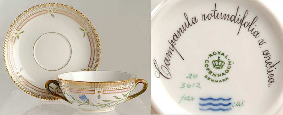 Flora Danica (1961 To Current) Flat Cream Soup & Saucer-Campanula rotundifolia v