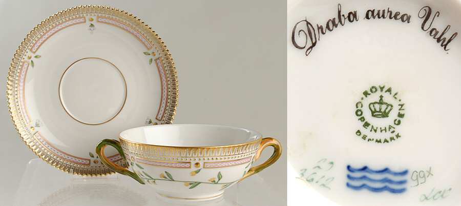 Flora Danica (1961 To Current) Flat Cream Soup & Saucer-Draba aurea Vahl