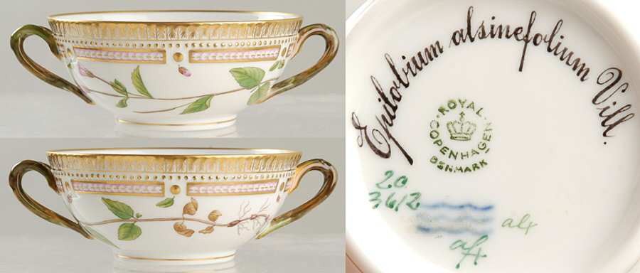 Flora Danica (1961 To Current) Flat Cream Soup Bowl-Epilobium alsinefolium Vill