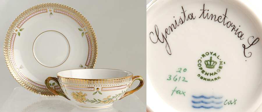 Flora Danica (1961 To Current) Flat Cream Soup & Saucer-Genista tinctoria L
