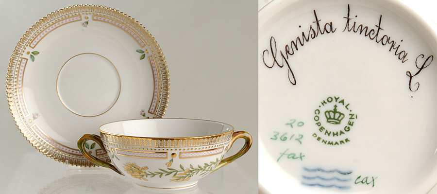 Flora Danica (1961 To Current) Flat Cream Soup & Saucer-Genista tinctoria L