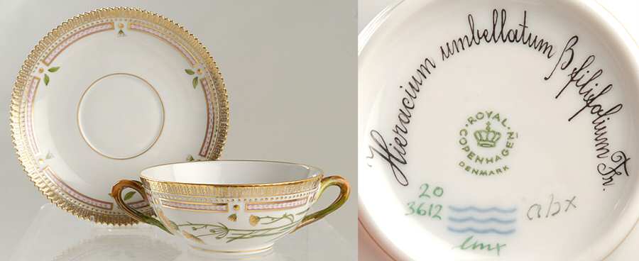 Flora Danica (1961 To Current) Flat Cream Soup & Saucer-Hieracium umbellatum B fi