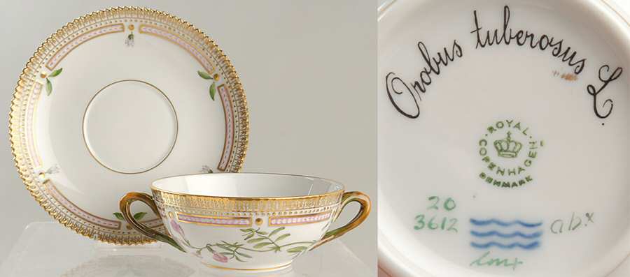 Flora Danica (1961 To Current) Flat Cream Soup & Saucer-Orobus tuberosus L