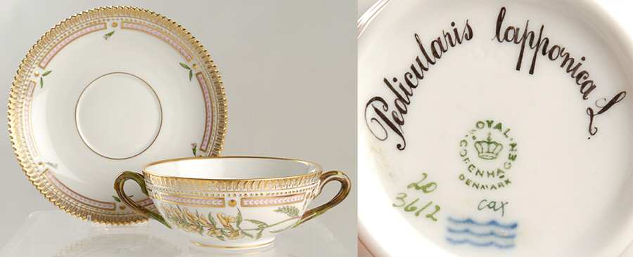 Flora Danica (1961 To Current) Flat Cream Soup & Saucer-Pedicularis lapponica L