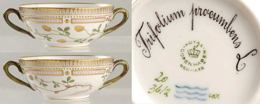Flora Danica (1961 To Current) Flat Cream Soup Bowl-Trifolium procumbens L