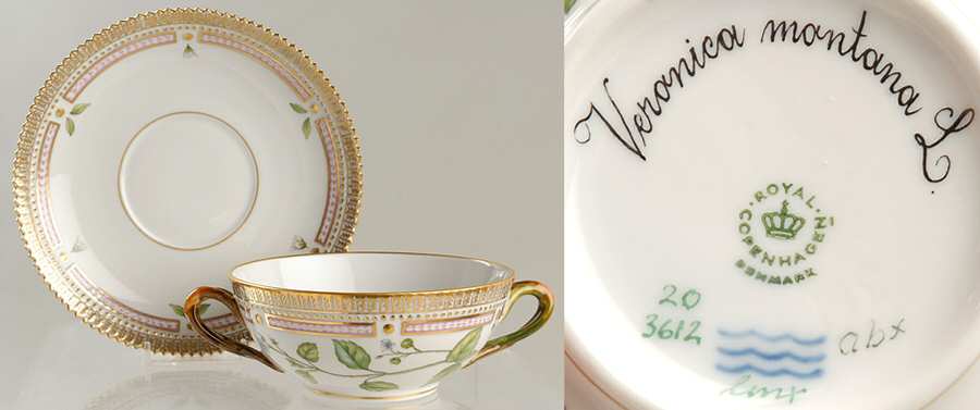 Flora Danica (1961 To Current) Flat Cream Soup & Saucer-Veronica montana L