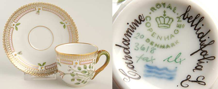 Flora Danica (1961 To Current) Flat Demitasse Cup & Saucer-Cardamine bellidifolia