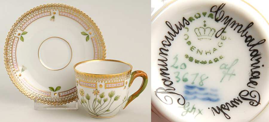 Flora Danica (1961 To Current) Flat Demitasse Cup & Saucer-Ranunculus Cymbalariae