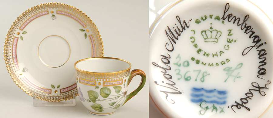 Flora Danica (1961 To Current) Flat Demitasse Cup & Saucer-Viola Muhlenbergiana