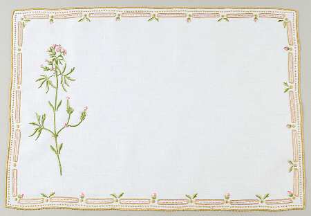 Flora Danica (1961 To Current) 18" Embroidered Linen Placemat