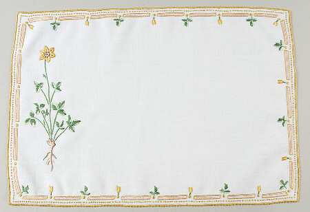 Flora Danica (1961 To Current) 18" Embroidered Linen Placemat