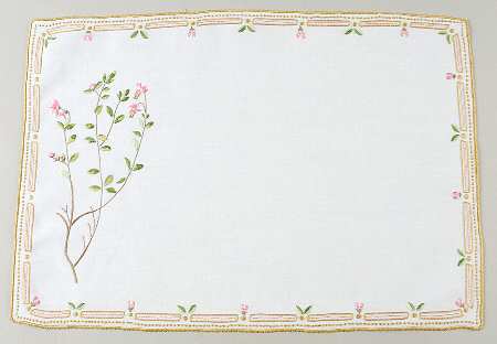 Flora Danica (1961 To Current) 18" Embroidered Linen Placemat