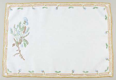Flora Danica (1961 To Current) 18" Embroidered Linen Placemat