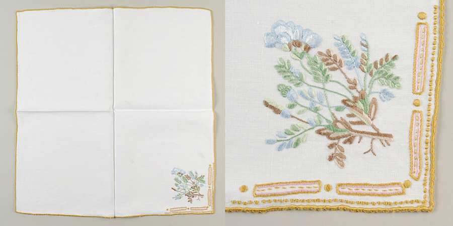 Flora Danica (1961 To Current) 20" Embroidered Linen Napkin