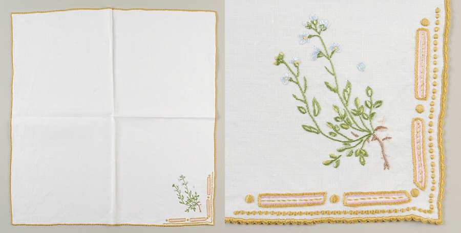 Flora Danica (1961 To Current) 20" Embroidered Linen Napkin