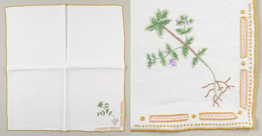 Flora Danica (1961 To Current) 20" Embroidered Linen Napkin