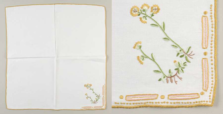 Flora Danica (1961 To Current) 20" Embroidered Linen Napkin