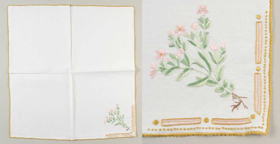 Flora Danica (1961 To Current) 20" Embroidered Linen Napkin