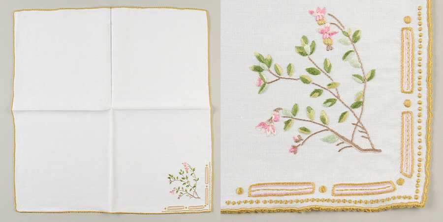 Flora Danica (1961 To Current) 20" Embroidered Linen Napkin