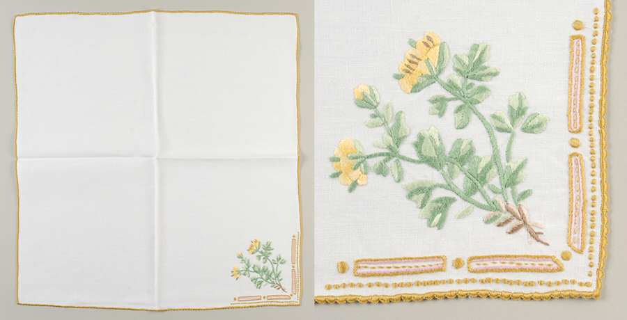 Flora Danica (1961 To Current) 20" Embroidered Linen Napkin
